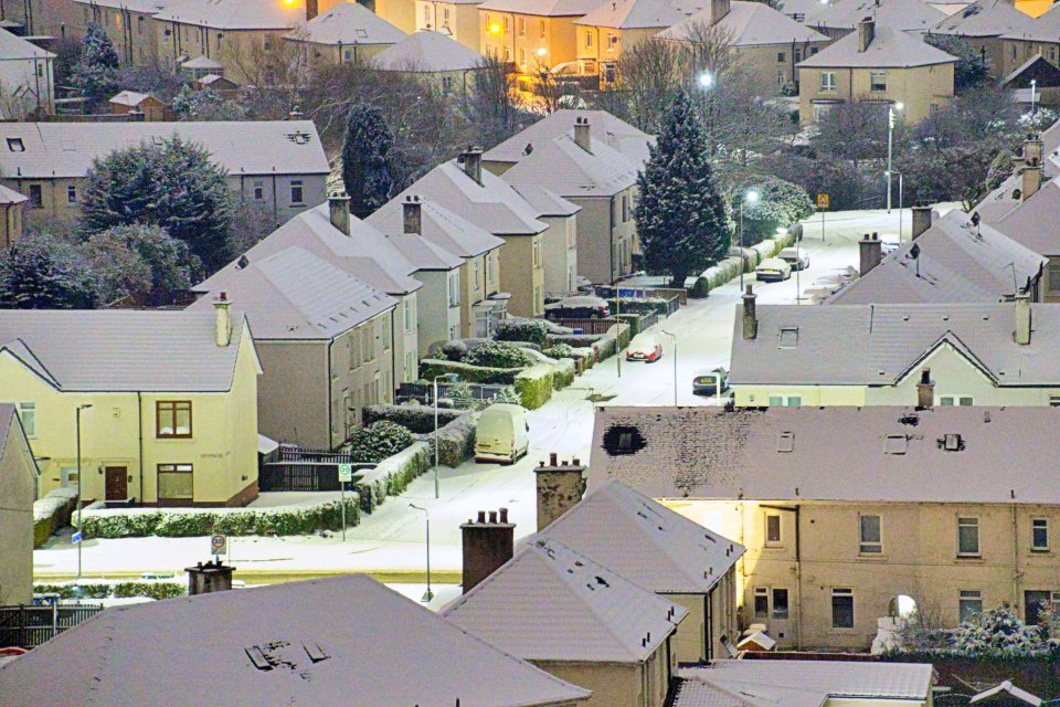 Heavy snow fall in Glasgow, Scotland, on Saturday