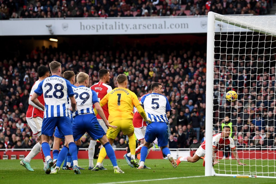 Jesus was completely unmarked at the back post following Bukayo Saka’s corner