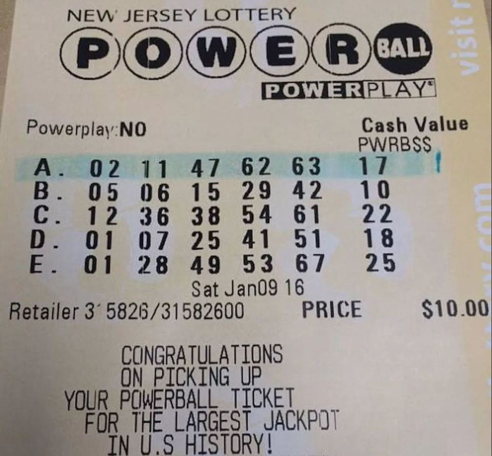 The winning numbers of the $1billion Powerball Jackpot lottery