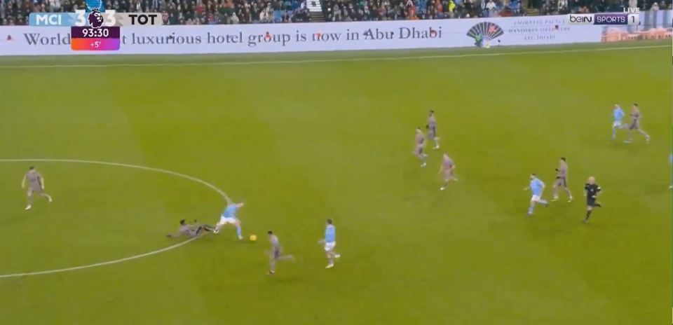 1 - Haaland was fouled in the middle of the pitch as City pushed for a winner