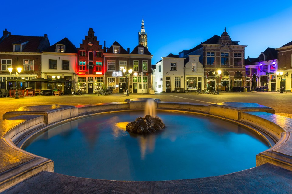 The city’s marketplace is lit up in the evenings and hosts a Christmas market