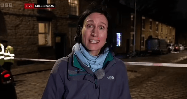 The BBC News reporter suffered the blunder when she mistakenly called a tornado a 'volcano'