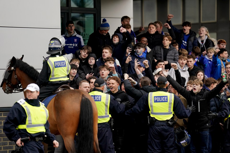 Horses were deployed ahead of kick-off