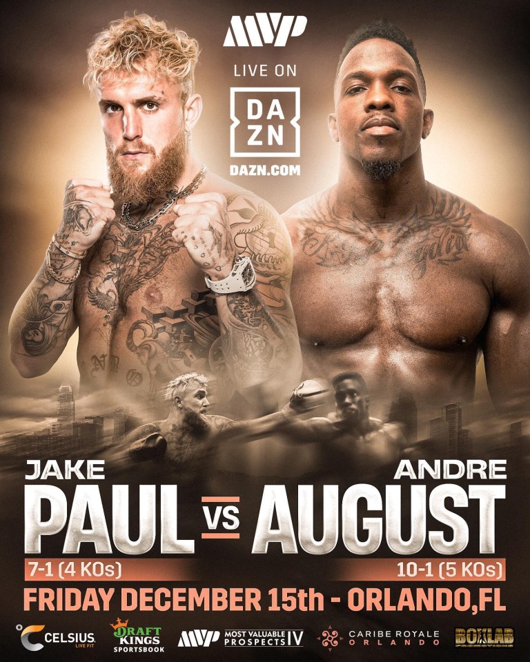 Jake Paul faces Andre August on December 15