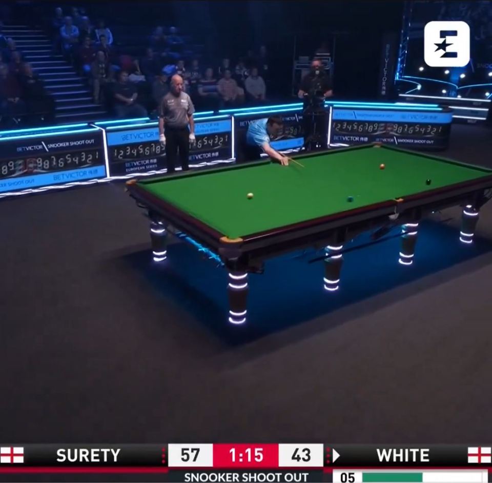 Jimmy White missed a routine blue as he was knocked out of the Snooker Shoot Out