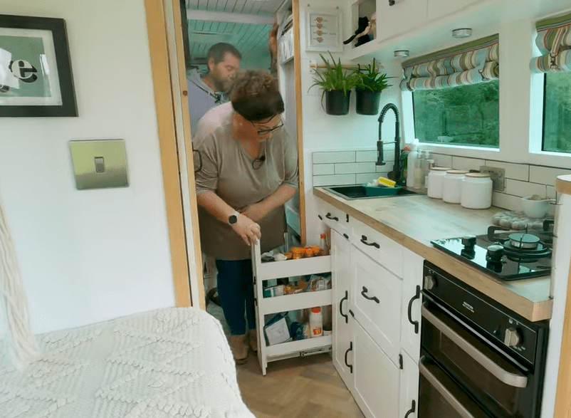 There's plenty of space in the kitchen for pots, pans and food