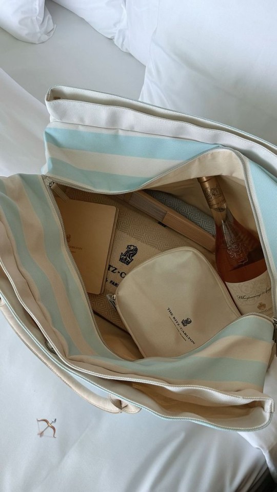 An elegant welcome bag included a bottle of Whispering Angel rose