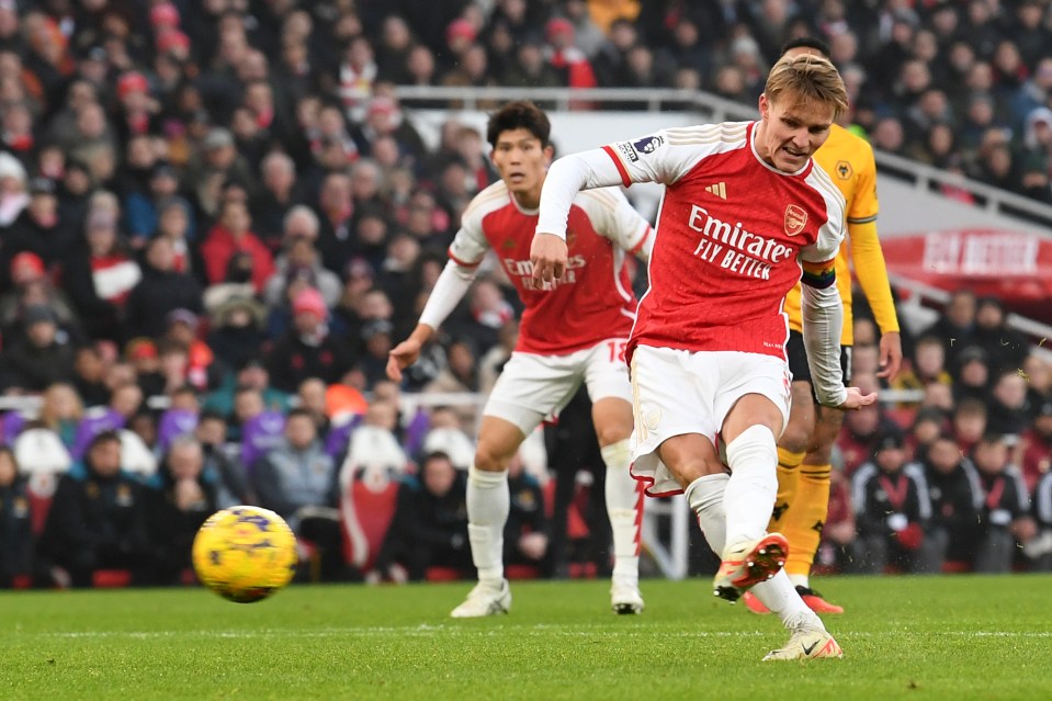 Skipper Martin Odegaard finished off a neat move for 2-0