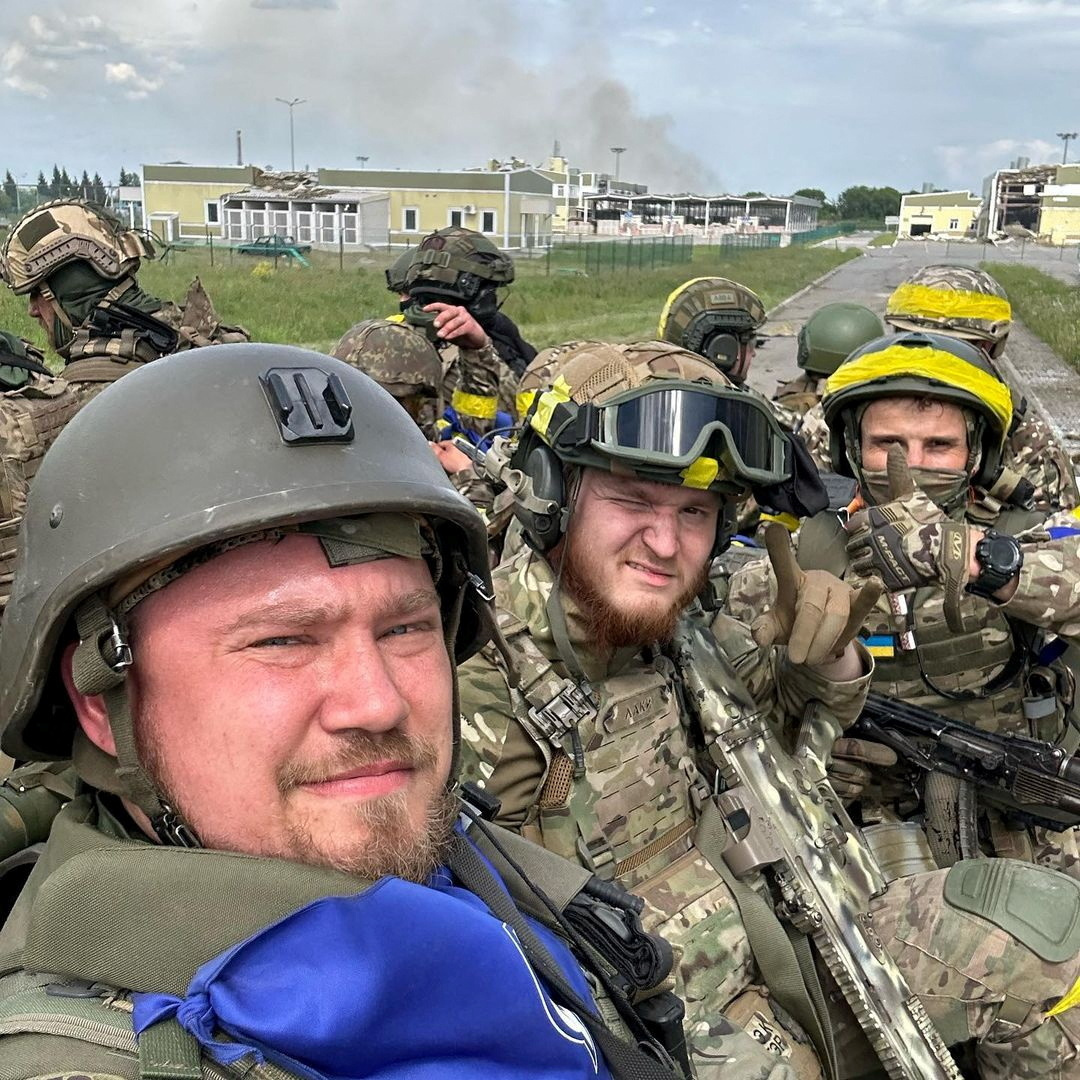 Rebel fighters pictured during their incursion into Russia last May