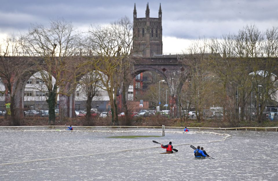 This photo from 2020 shows how quickly and easily the track floods, thanks to its 'stunning' location next to the River Severn