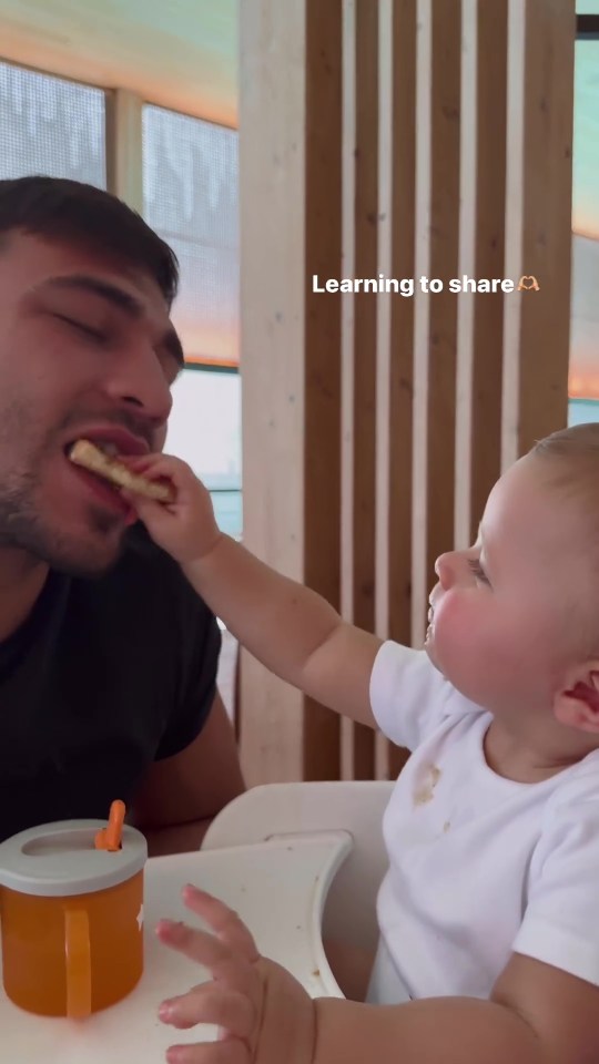 Baby Bambi fed dad Tommy Fury some toast