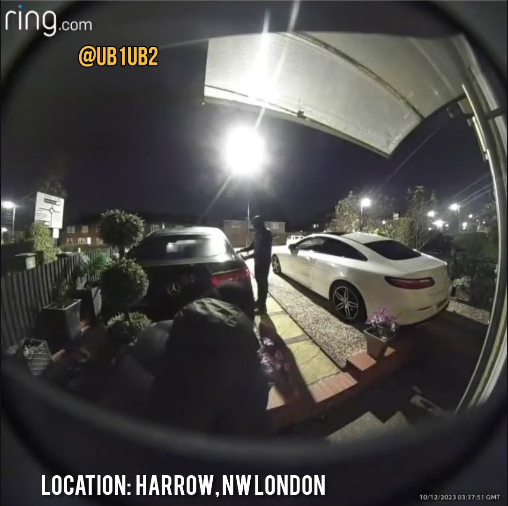 Ring doorbell footage shows three thieves arrive at a home in Harrow, north west London at 3:30am on December 10