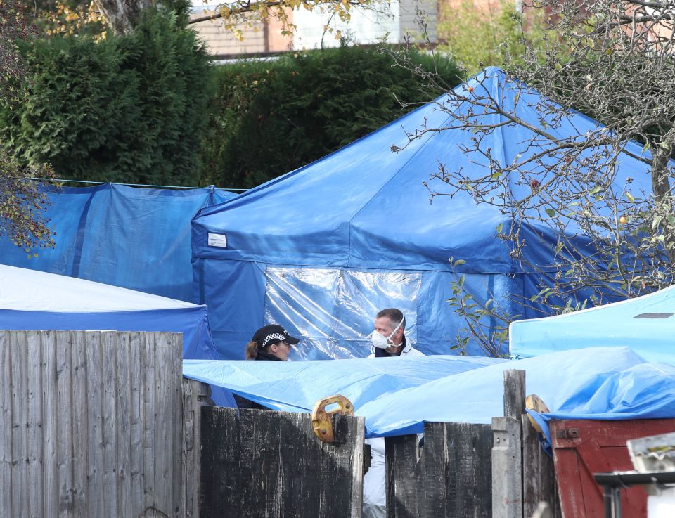 Police forensics tents in a back garden on Shipton Road in Sutton Coldfield