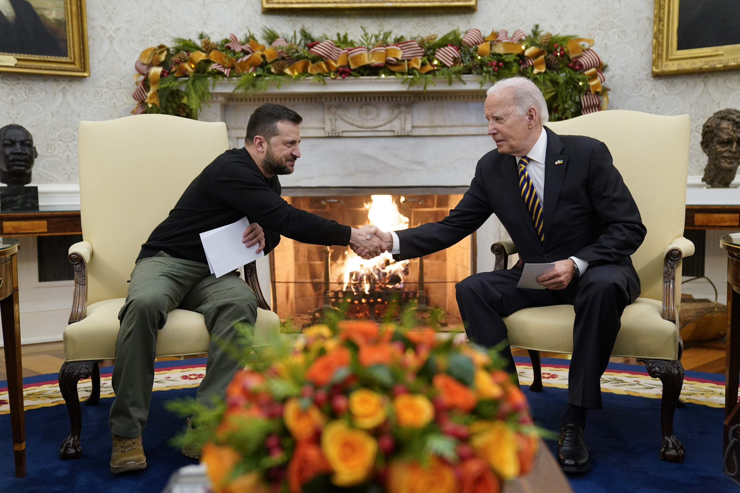 Volodymyr Zelensky sat down with President Biden to push for a renewed military aid package