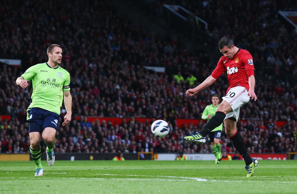 This volley against Aston Villa was part of the hat-trick that secured the Red Devils the title