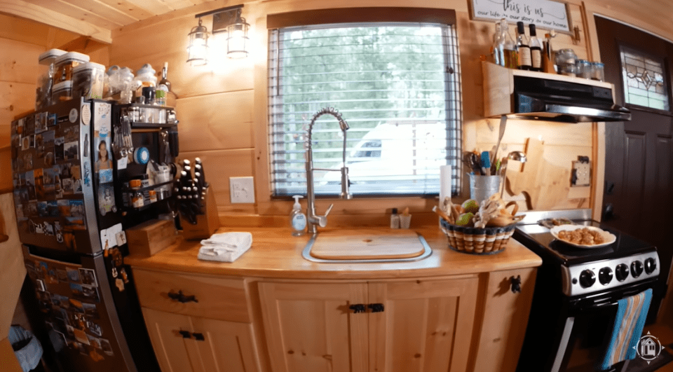 The kitchen is big enough for the couple to both cook at the same time