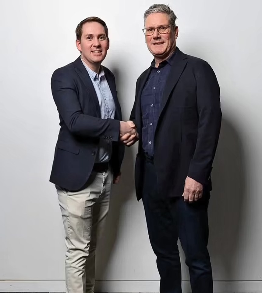 Labour chief Sir Keir Starmer poses with Labour candidate Sam Rushworth