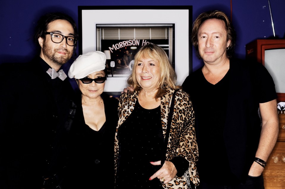 Lennon's sons Sean (L) and Julian (R) with Ono and his first wife Cynthia