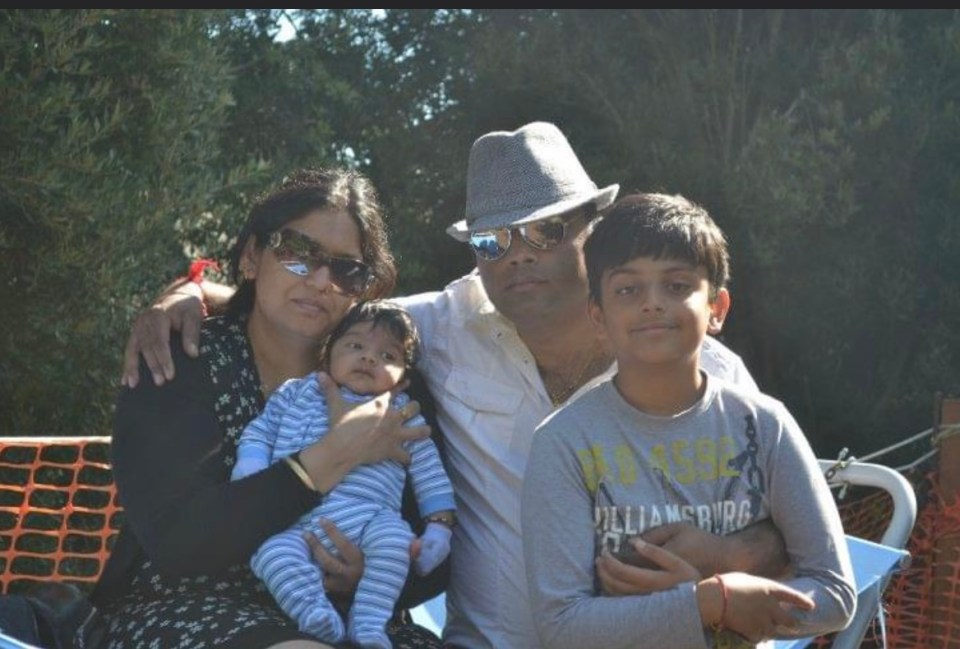 Seema pictured with her husband Davinder and their two sons