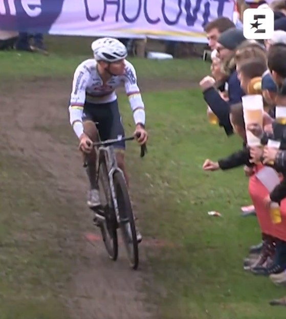 Mathieu van der Poel spat at a group of spectators during the Cyclo-cross World Cup