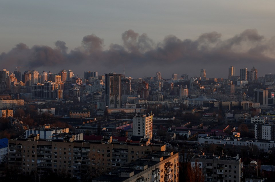 Smoke covered the skyline of the city after Russia unleashed the ‘biggest aerial attack’ on Ukraine