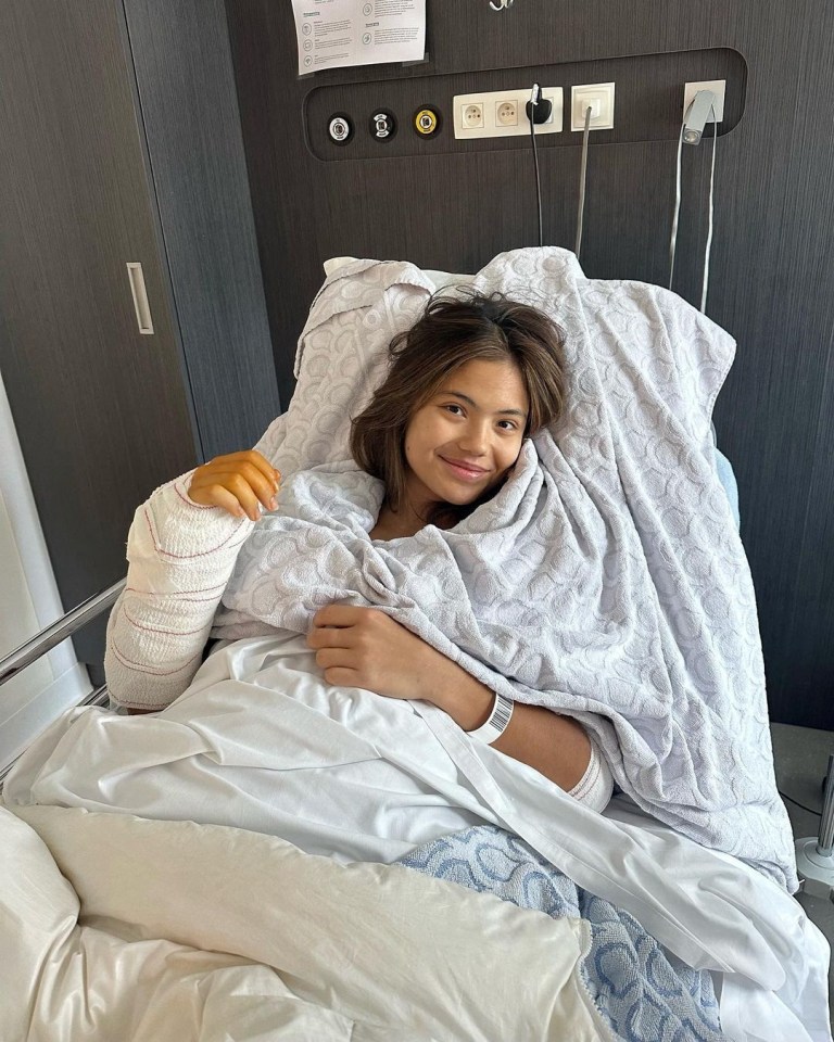 The 21-year-old was forced to undergo surgery on her ankle and both wrists