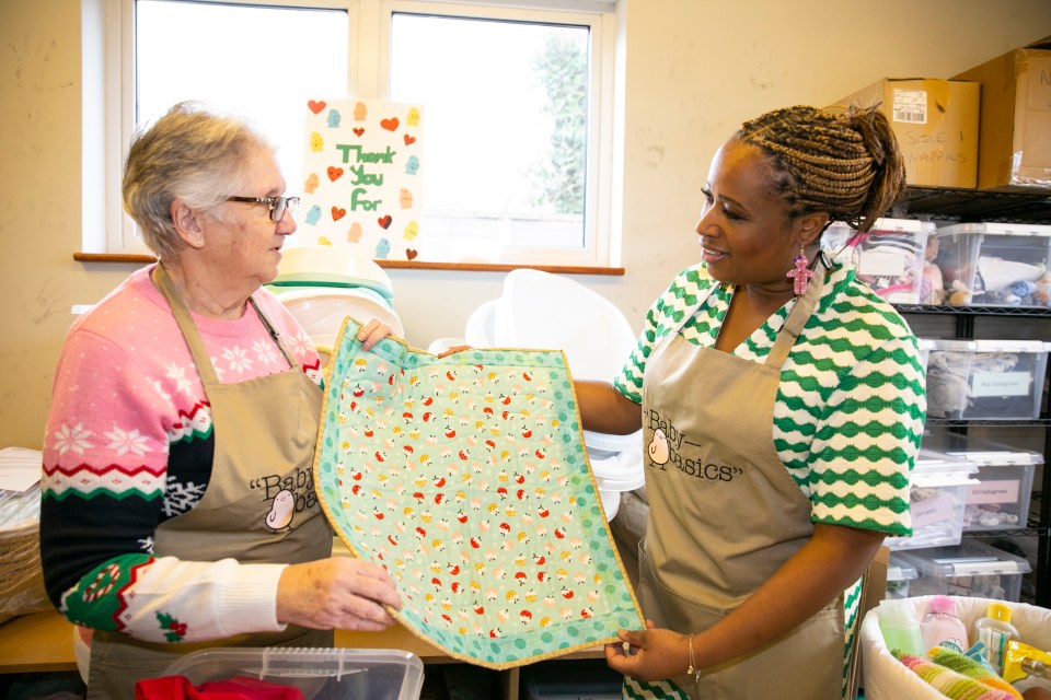 Charlene met with workers from the baby bank during her visit