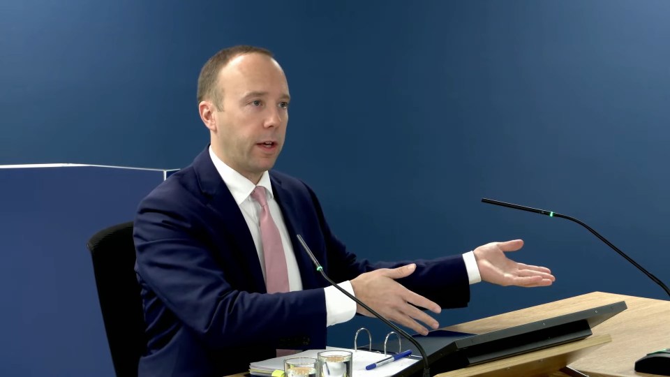 Matt Hancock giving evidence to the Covid inquiry today