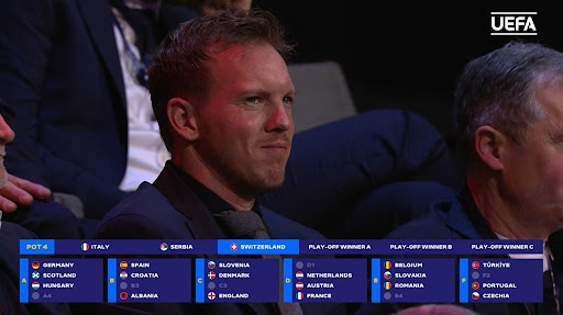 Julian Nagelsmann could be seen laughing in the audience