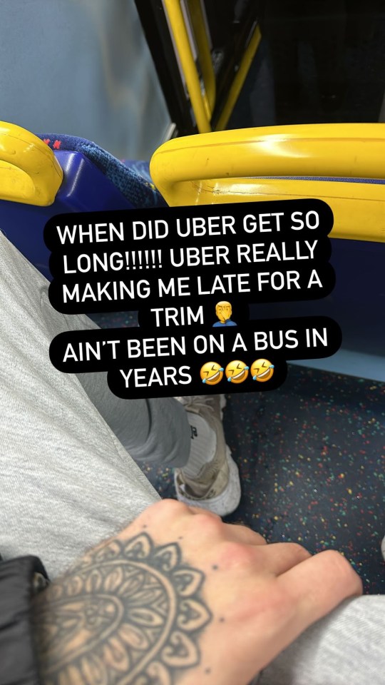 He captured himself travelling on public transport for a hair cut