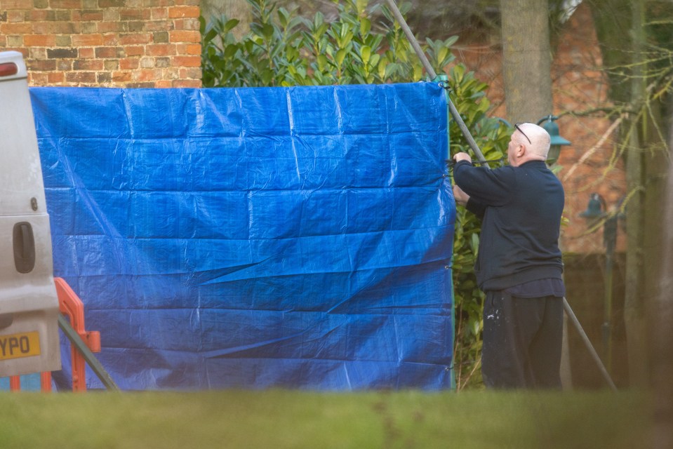 Workmen were seen there today erecting blue tarpaulin in preparation