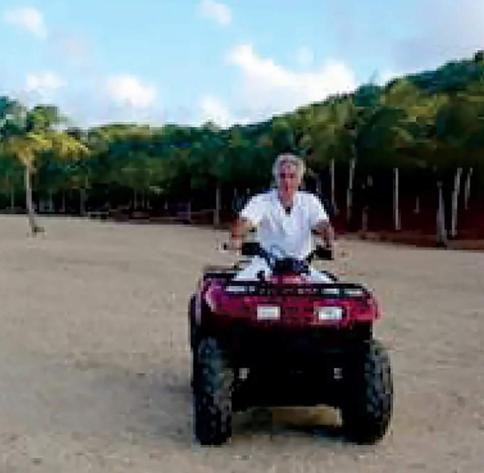 Epstein riding a quad bike in 2006 on Little St. James Island