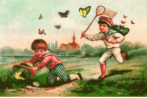 Spot the hidden butterfly in this vintage scene