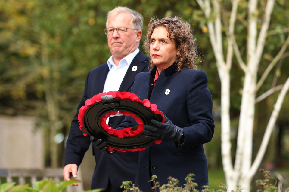 Hannah and husband Colin paying their respects as they place a wreath on The Burma Star Memorial November 04, 2021