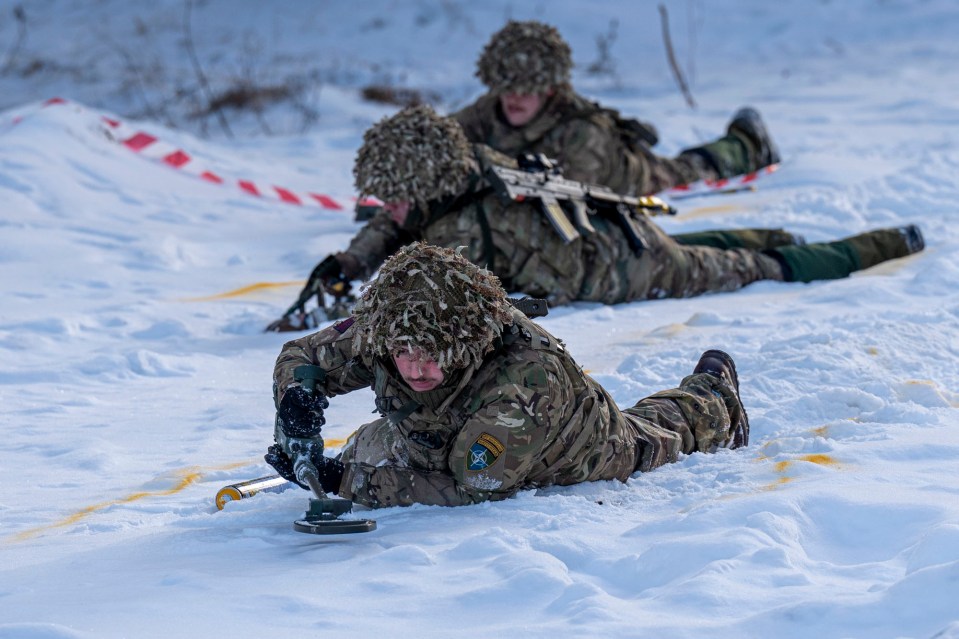 British troops completing military drills with Nato forces near the Russian border