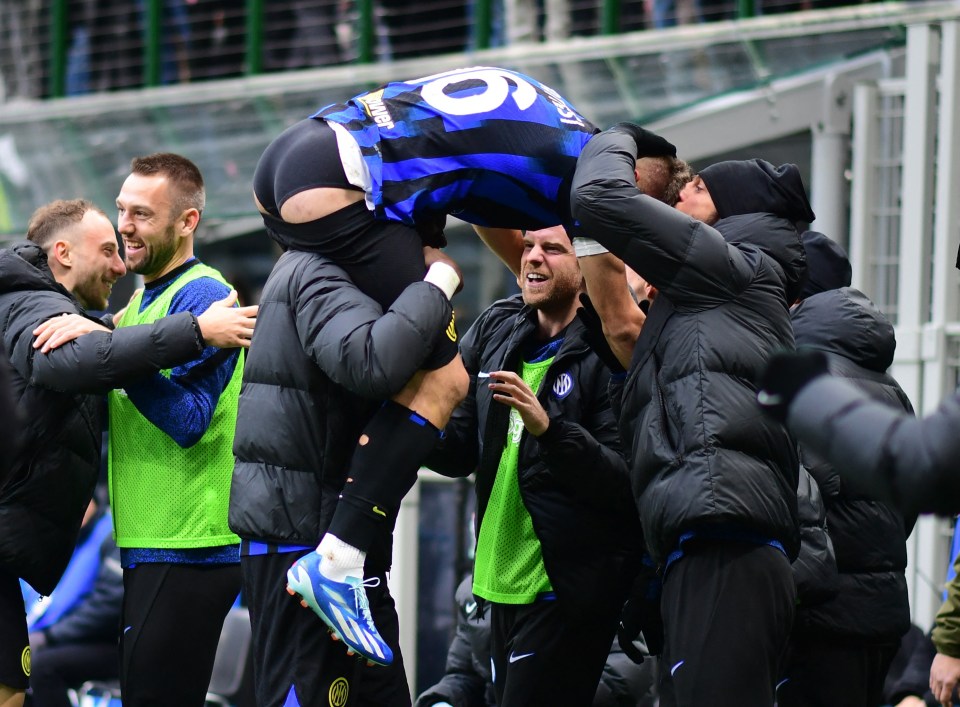 Davide Frattesi goes overboard with his celebrations