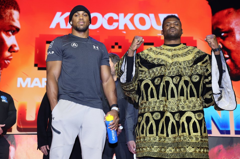 Anthony Joshua and Francis Ngannou ahead of their March 8 fight