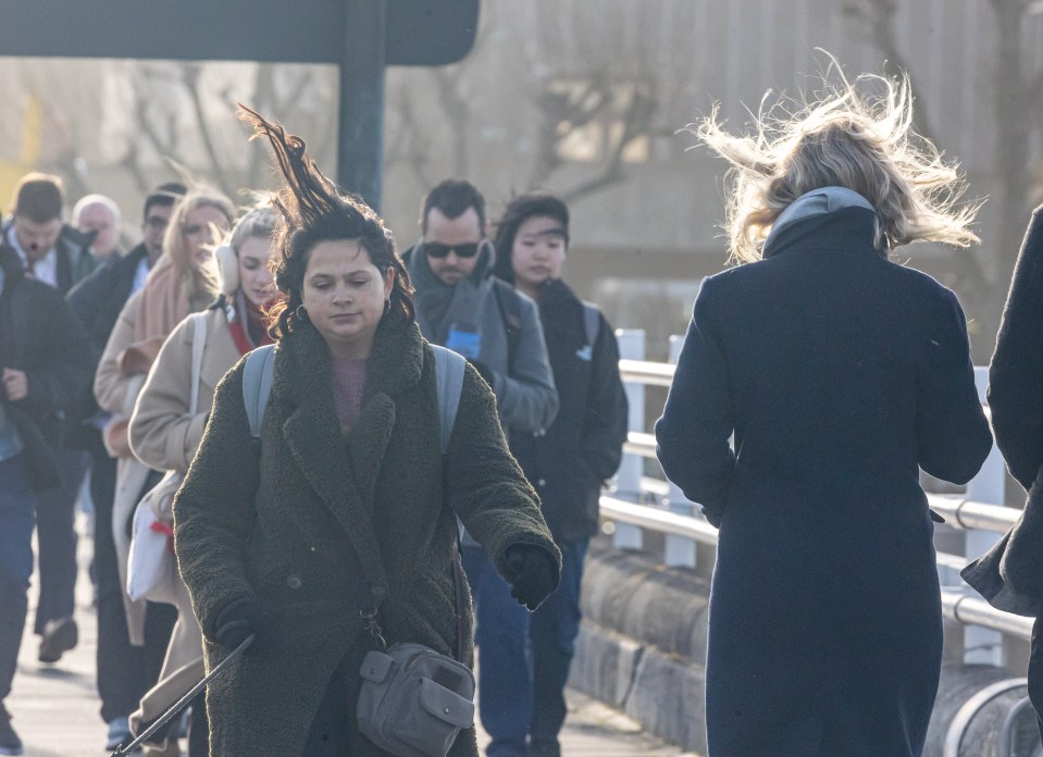 Commuters got caught in strong winds in London last week