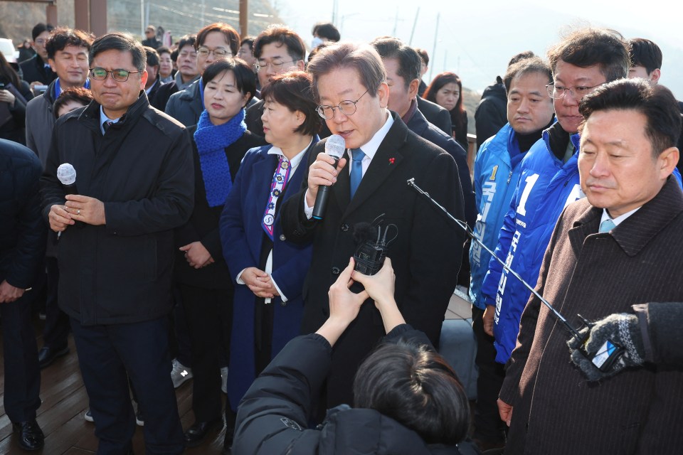 Lee during his visit to Busan, South Korea, moments before he was stabbed