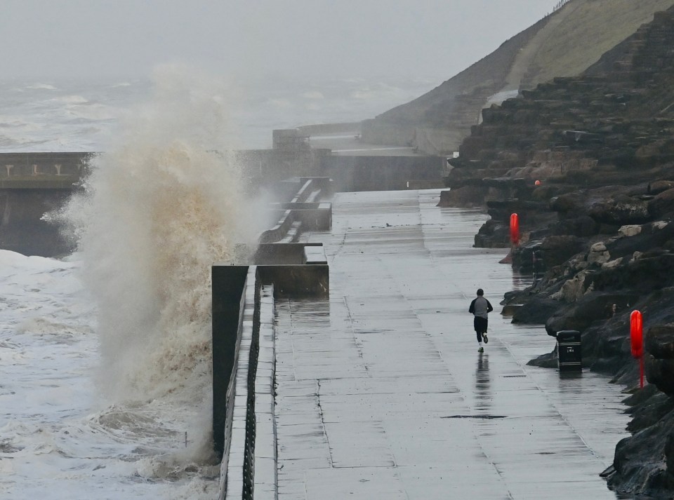 Blackpool was battered by strong rain and winds on Wednesday