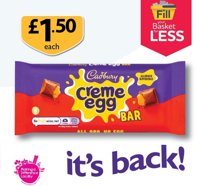 Cadbury has brought back its £1.50 Creme Egg chocolate bar