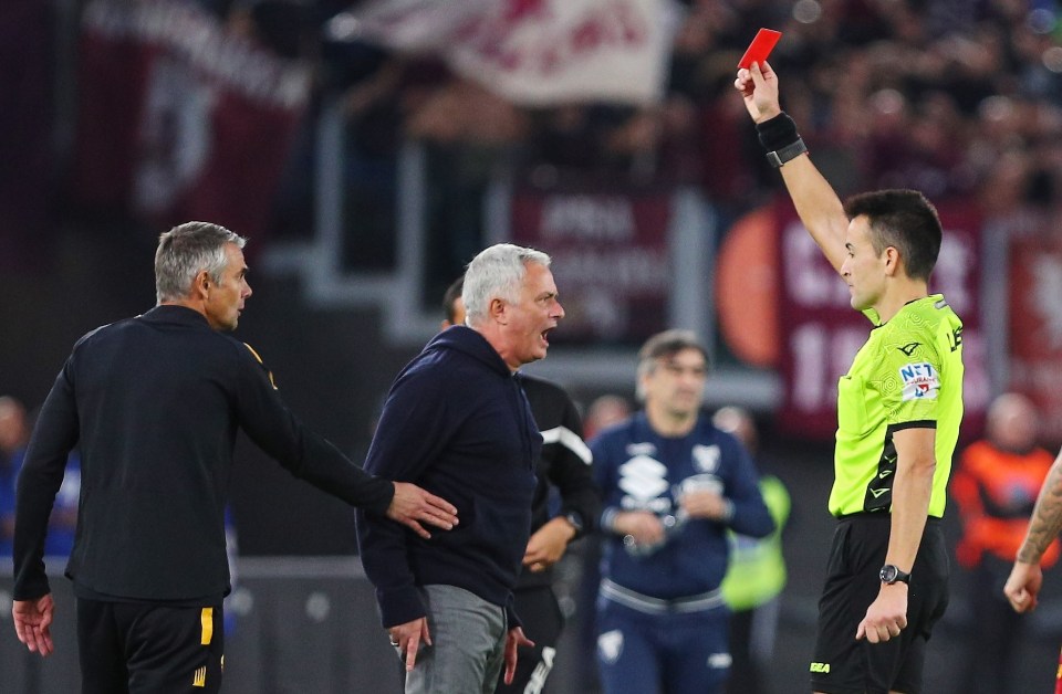 Mourinho’s red cards became more and more frequent