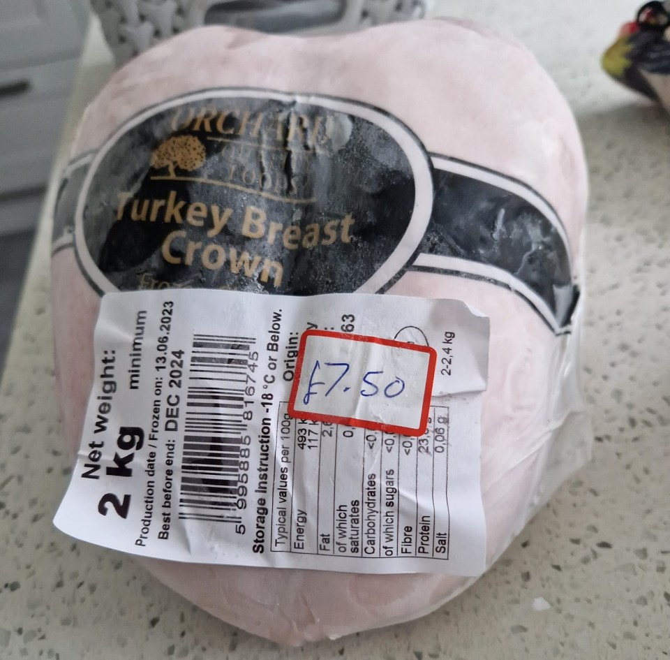 She swears by looking in the freezer section though, and managed to nab a 2kg turkey crown for just £7.50