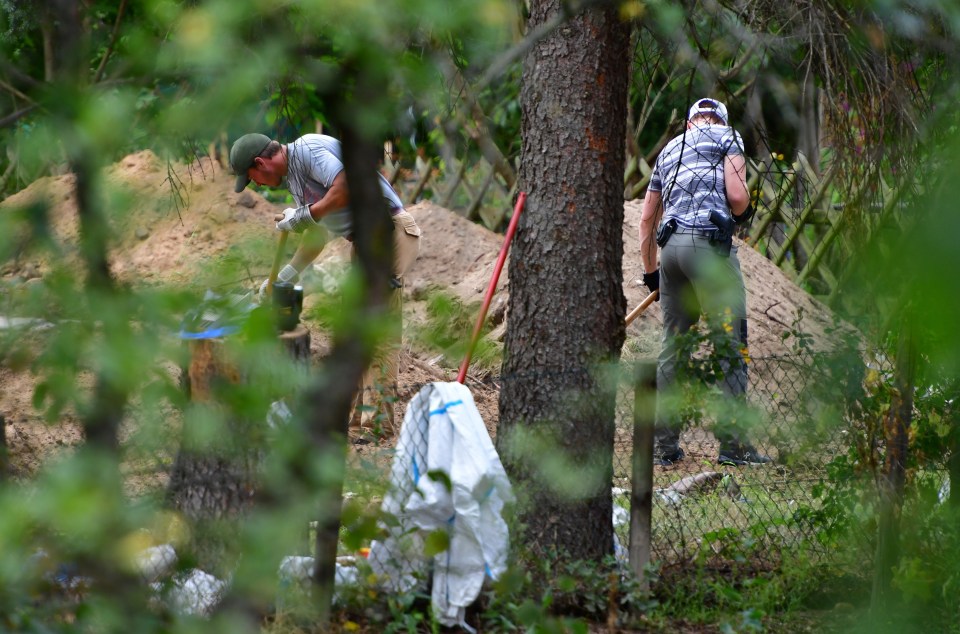 German investigators search an allotment that belonged to Christian B in 2020