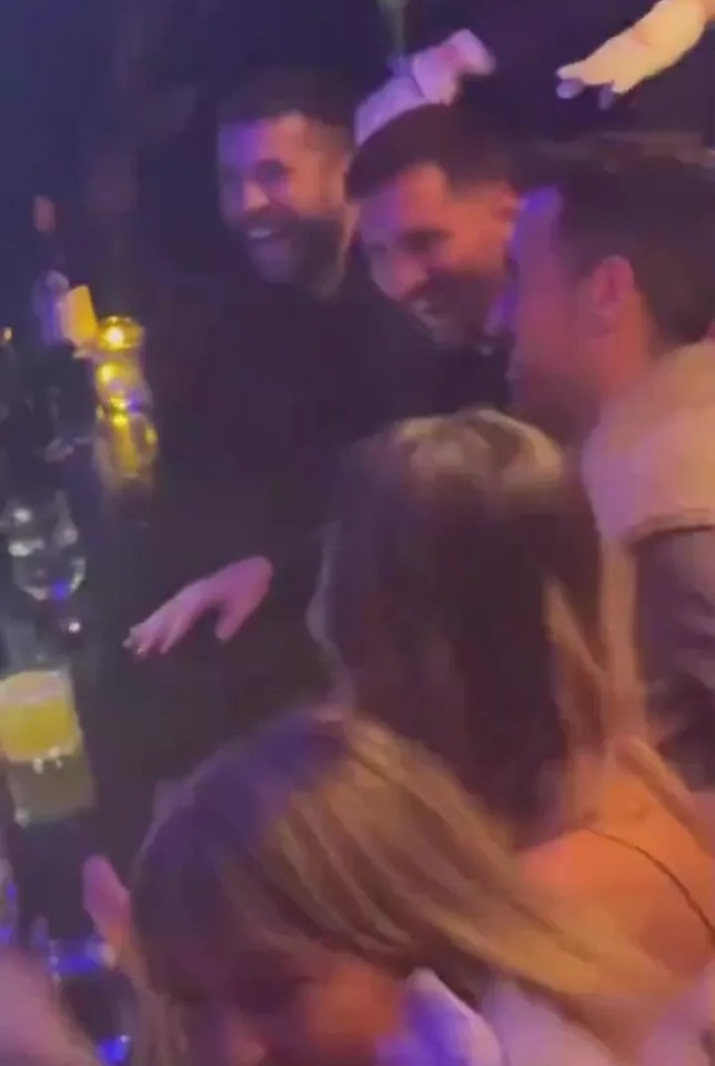 Messi was pictured at a table with Inter Miami pal Alba