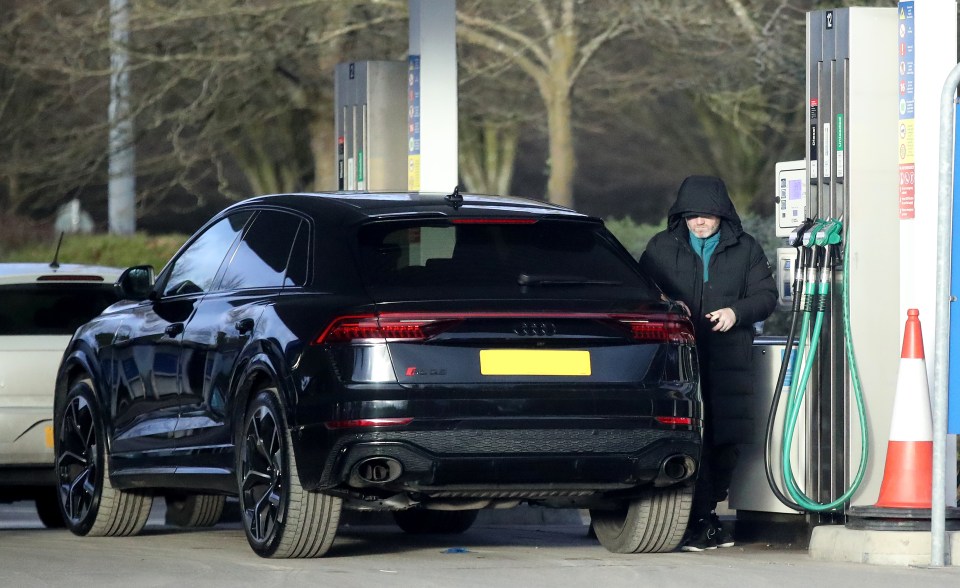 The England legend was seen at a petrol station in Cheshire