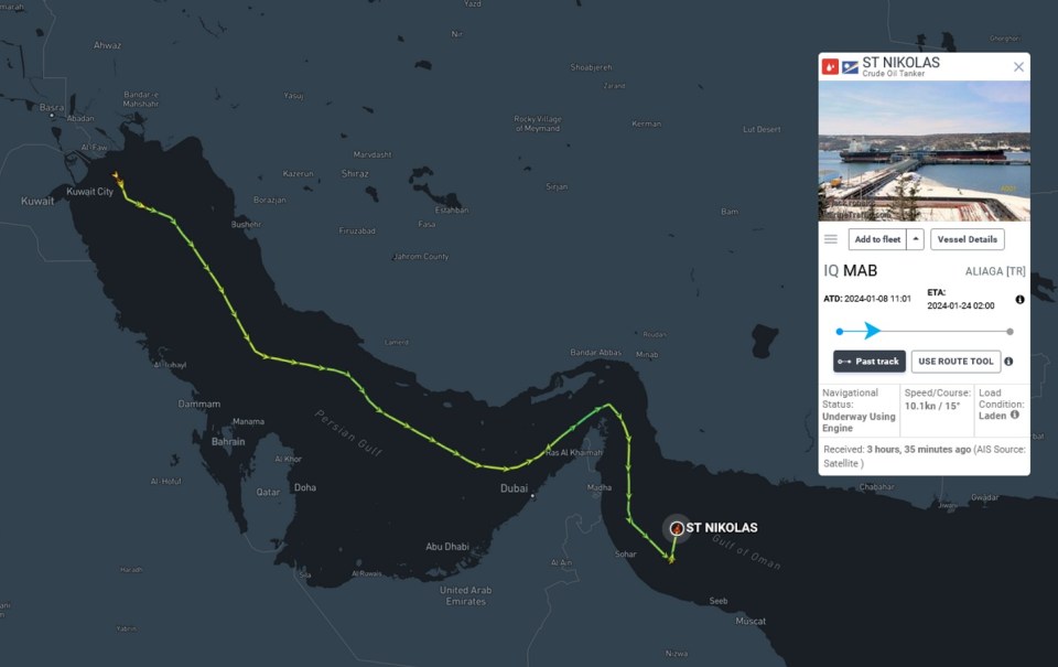 The ship was hijacked off Oman and turned north towards a port in Iran