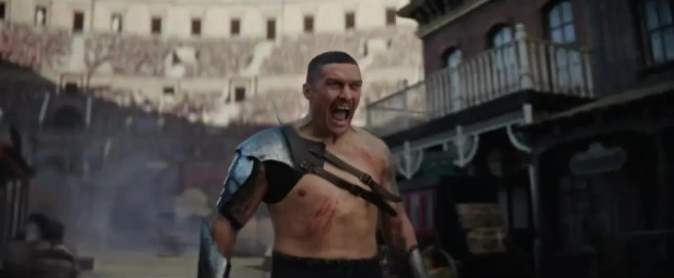 Usyk lets out a roar as a gladiator