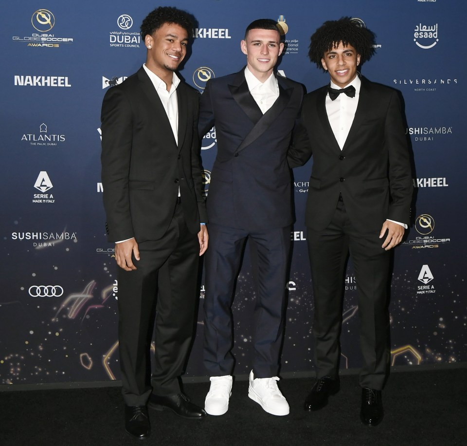 Oscar Bobb, Phil Foden, and Rico Lewis together in Dubai