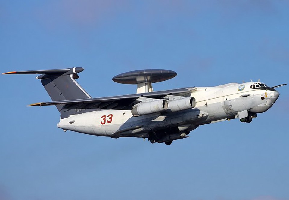 A £260m Russian A-50 spy plane (pictured) disappeared after the hit on Sunday